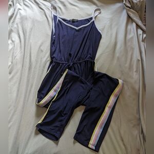 Derek Heart Full Jumpsuit, Blue, Size M